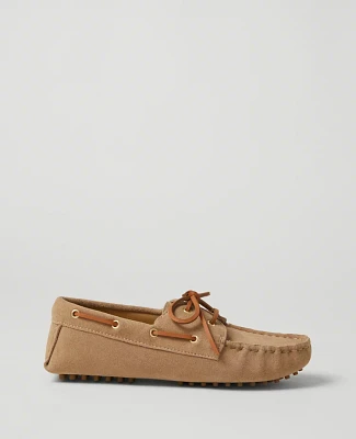 Ann Taylor Weekend Collection Suede Boat Shoes Cappuccino Tan Women's
