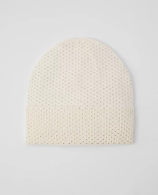 Ann Taylor Glitz Beanie Winter White Women's