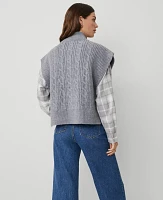 Ann Taylor Cable Dickie Sweater Vest Quiet Shade Grey Women's