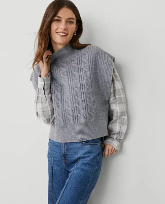 Ann Taylor Cable Dickie Sweater Vest Quiet Shade Grey Women's