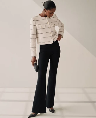 Ann Taylor The Skinny Flare Trouser Pant in Ponte Size 12 Black Women's