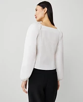 Ann Taylor Wrap Tie-Waist Blouse Size Medium White Women's