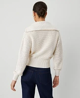 Ann Taylor Weekend Collection Open-Stitch Bomber Jacket Winter White Women's