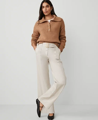Ann Taylor Weekend Collection Belted Utility Pant Tahini Women's
