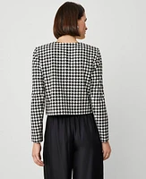 Ann Taylor Petite Houndstooth Double-Breasted Jacket Size 0 Black/White Multi Women's