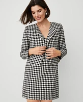 Ann Taylor Petite Houndstooth Double-Breasted Jacket Size 0 Black/White Multi Women's