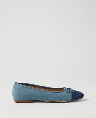 Ann Taylor Weekend Collection Denim Cap Toe Ballet Flats Soft Blue Women's