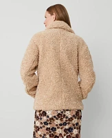 Ann Taylor Petite Faux Fur Double-Breasted Coat Size XL Toasted Oat Women's