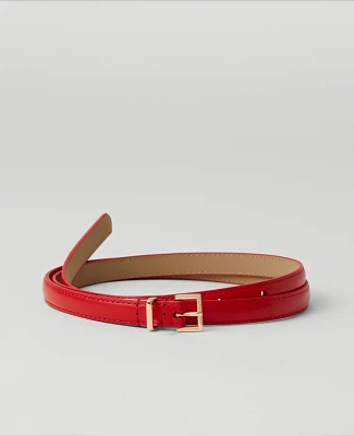 Ann Taylor Skinny Mini Buckle Leather Belt Size XL Bright Cherry Women's