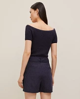 Ann Taylor The Belted Short Linen Blend Night Sky Women's