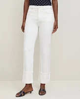 Ann Taylor The Cuffed Straight Jean White Women's