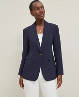 Ann Taylor Fluid Crepe Fitted Long Blazer Size 18 Night Sky Women's