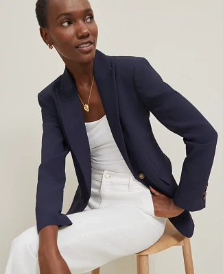 Ann Taylor Fluid Crepe Fitted Long Blazer Size 18 Night Sky Women's