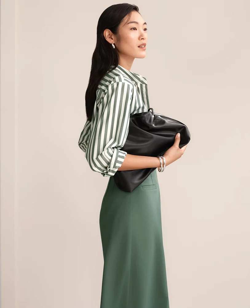 Ann Taylor Drawstring Faux Leather Clutch Bag Women's