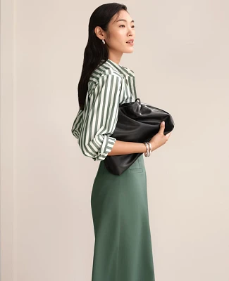 Ann Taylor Drawstring Faux Leather Clutch Bag Women's