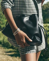 Ann Taylor Drawstring Faux Leather Clutch Bag Women's