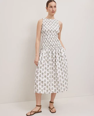 Ann Taylor Weekend Collection Fern Smocked Maxi Dress Moss Green Women's