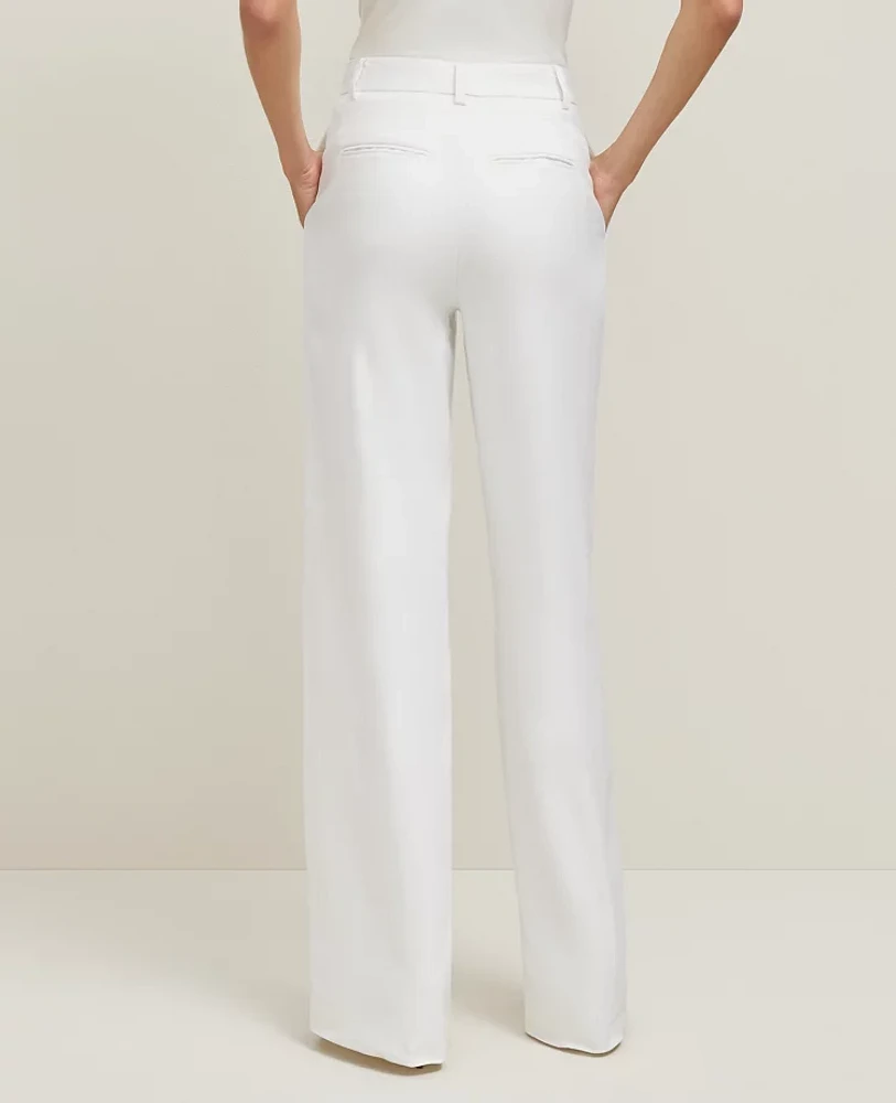 Ann Taylor The Wide-Leg Pant Herringbone Linen Blend White Women's
