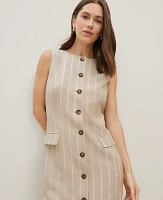 Ann Taylor The Button Pocket Shift Dress Pinstripe Sandstorm Women's