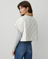 Ann Taylor Weekend Collection Quilted Cropped Poncho Tahini Women's