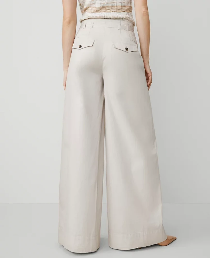 Ann Taylor The Petite Statement Wide-Leg Pant Tahini Women's