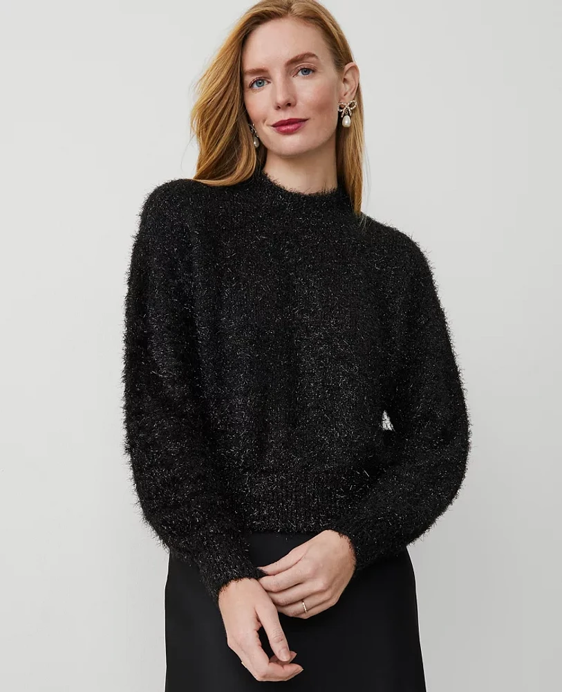Ann Taylor Tinsel Wedge Sweater Black Women's