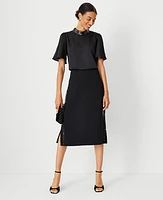 Ann Taylor Petite Sequin Paneled Side Slit Midi Skirt Size 00 Black Women's
