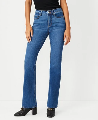 Ann Taylor Mid Rise Boot Jeans Bright Indigo Wash - Curvy Fit Women's