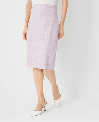 Ann Taylor The Petite Clean Pencil Skirt in Plaid Size 00 Cool Lotus-Baguette Women's