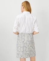 Ann Taylor Tweed Button A-Line Skirt Size 14 Blue Lake Women's