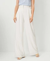 Ann Taylor The Pleated Wide-Leg Pant Size 14 Winter White Women's