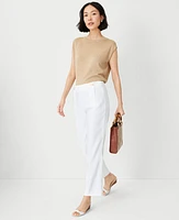 Ann Taylor The Petite Pencil Sailor Pant in Linen Blend Size 16 White Women's