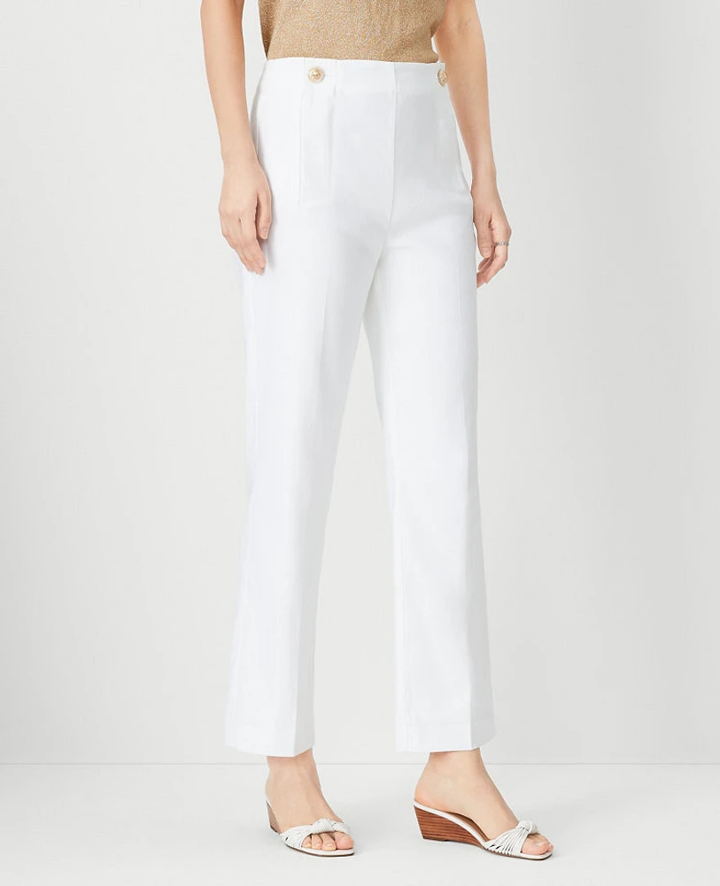 Ann Taylor The Petite Pencil Sailor Pant in Linen Blend Size 16 White Women's
