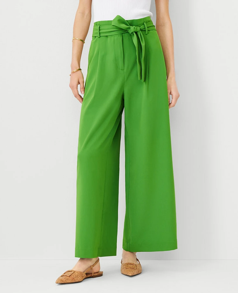 Ann Taylor The Tall Tie Waist Wide Ankle Pant Size 6 Matcha Women's