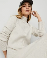 Ann Taylor Weekend Collection Mock Neck Raglan Sweater Dress Pale Sand Heather Women's