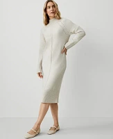 Ann Taylor Weekend Collection Mock Neck Raglan Sweater Dress Pale Sand Heather Women's