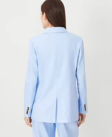 Ann Taylor The Petite Oversized Peak Lapel Blazer Linen Blend Ojai Sky Women's
