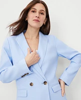 Ann Taylor The Petite Oversized Peak Lapel Blazer Linen Blend Ojai Sky Women's