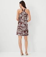 Ann Taylor Petite Palm Cotton Linen Halter Dress Size 00 Brown Stone Women's