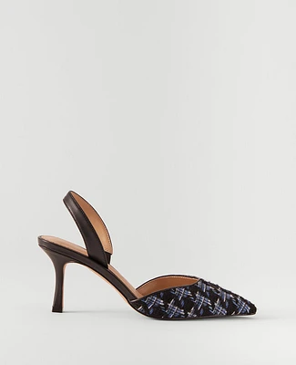 Ann Taylor Tweed Kerry Pumps Size 9 1/2 Black Women's