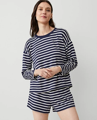 Ann Taylor Stripe Lounge Shirt Pure Sapphire Women's