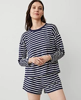 Ann Taylor Stripe Lounge Shirt Pure Sapphire Women's