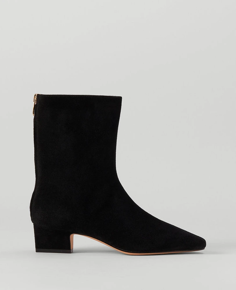 Ann Taylor Tapered Heel Suede Bootie Size 5 1/2 Black Women's