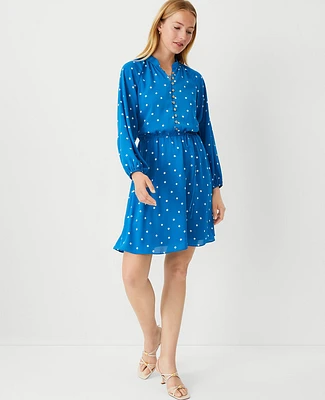 Ann Taylor Petite Dotted Flare Dress Size XS Santorini Women's