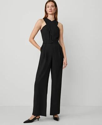 Ann Taylor Crossover Halter Jumpsuit Size 14 Black Women's