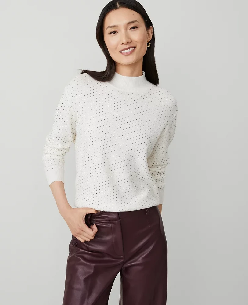 Ann Taylor Essential Embellished Mock Neck Sweater Women's