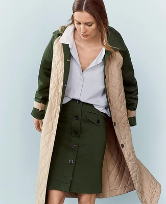 Ann Taylor Petite Weekend Sateen Cargo Skirt Hunters Green Women's