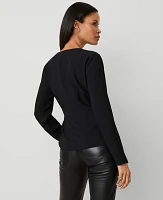 Ann Taylor Modern Wrap Blouse Size XS Black Women's