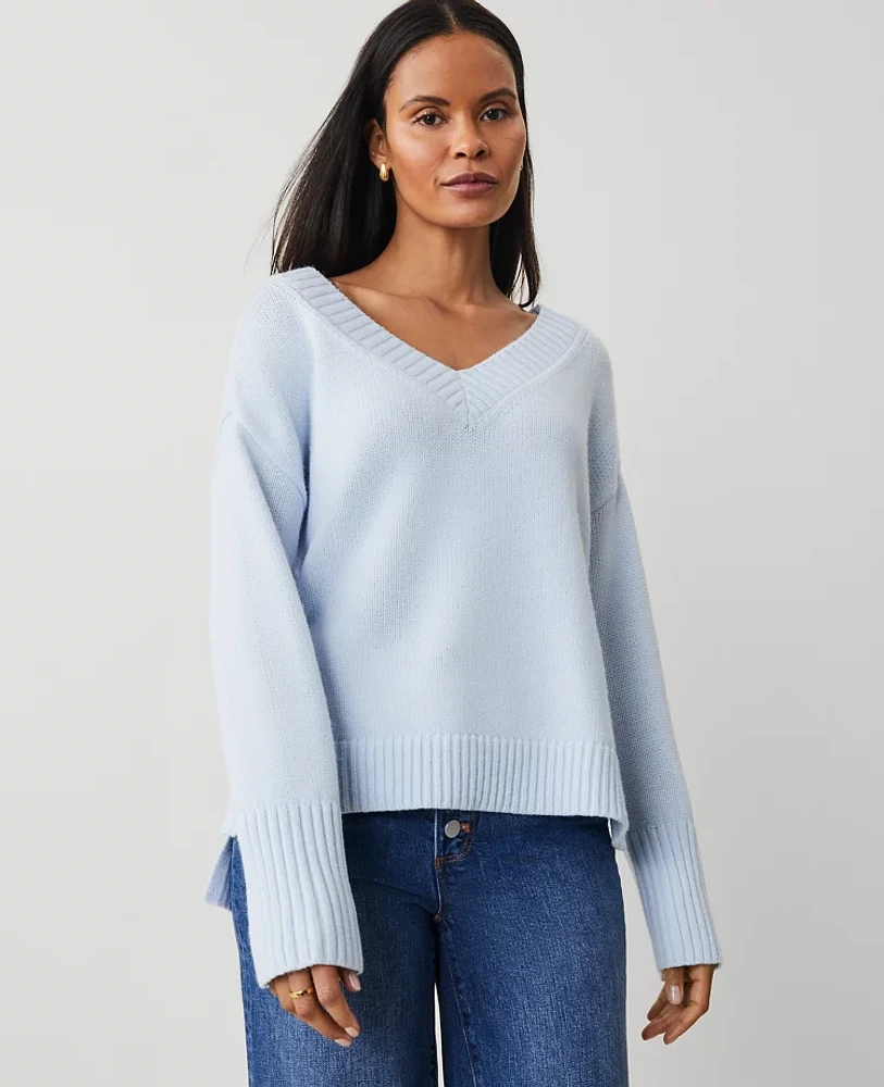 Ann Taylor Oversized V-Neck Sweater Women's