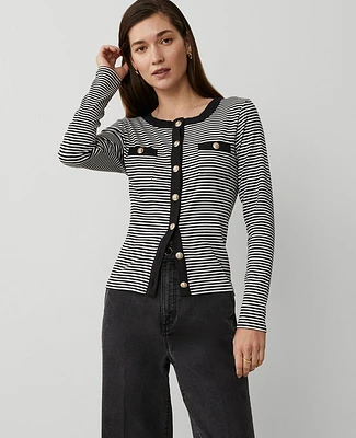 Ann Taylor Stripe Button Knit Jacket Women's